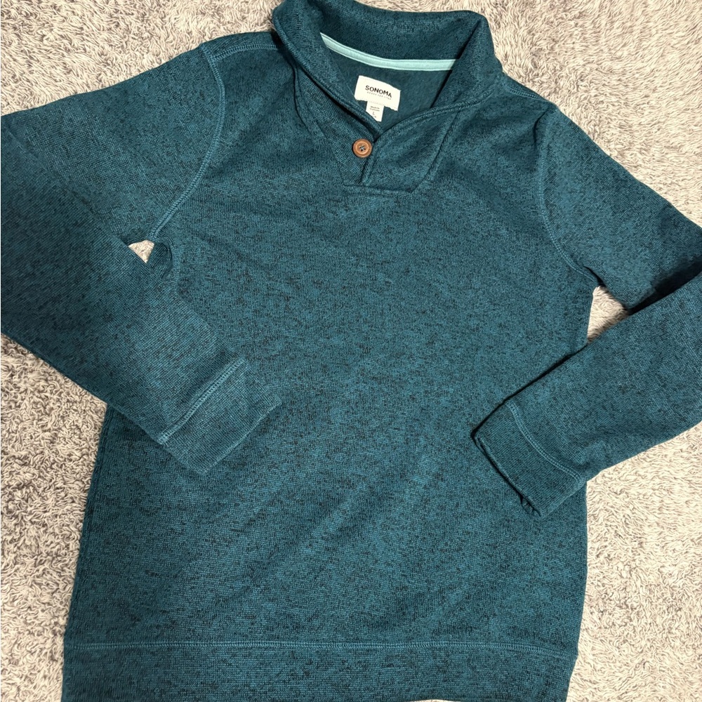 Sonoma Teal Sweater with Button Accent